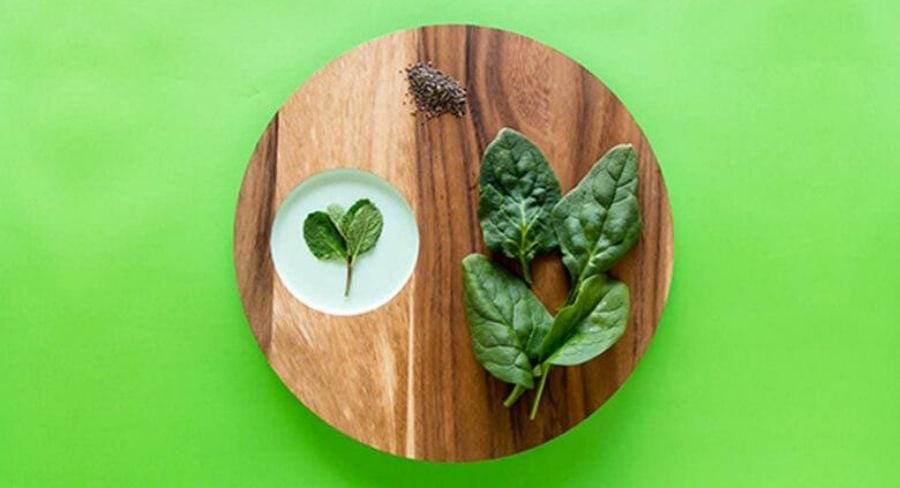 Espinaca, menta y chía