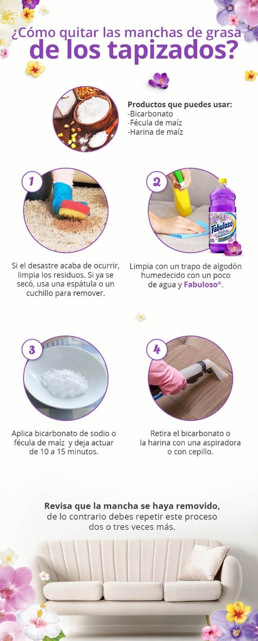 ¿Cómo quitar las manchas de grasa de los tapizados?