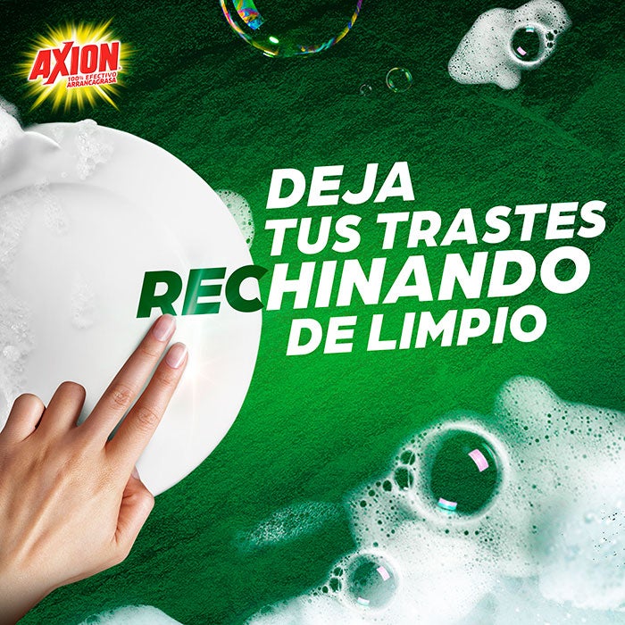 Jabón líquido para trastes AXION que deja los platos rechinando de limpios