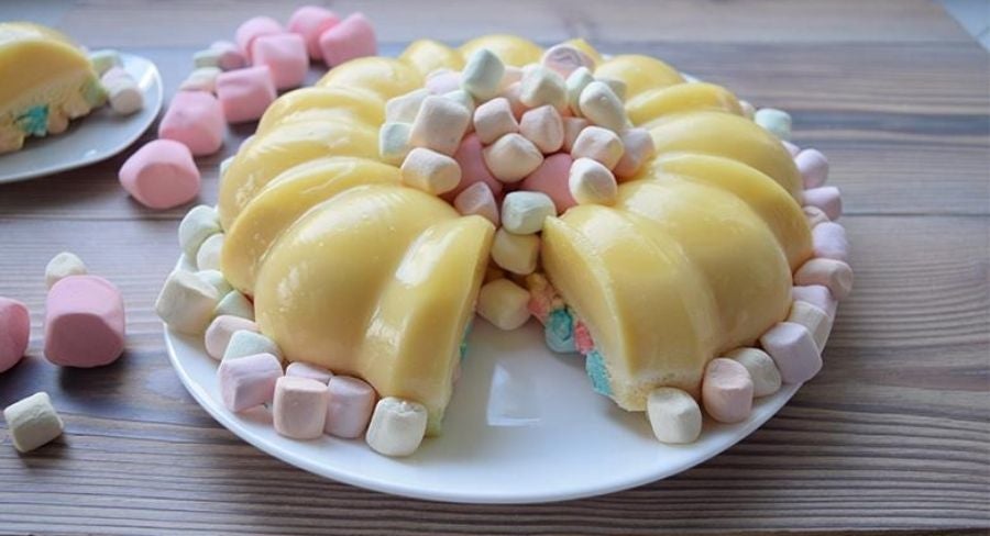 Gelatina con malvaviscos porcionada