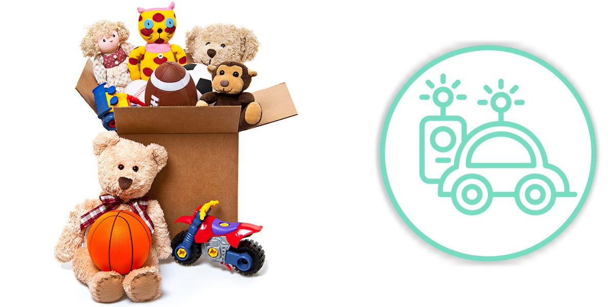 Cualquier juguete de plástico o goma, como anillos para morder, figuras de animales y bloques de construcción, se pueden limpiar de manera fácil y sencilla utilizando desinfectante en spray o en toallitas desinfectantes 