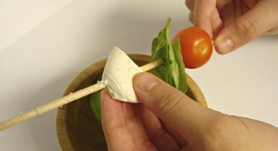 brocheta de ensalada en menos de 5 minutos