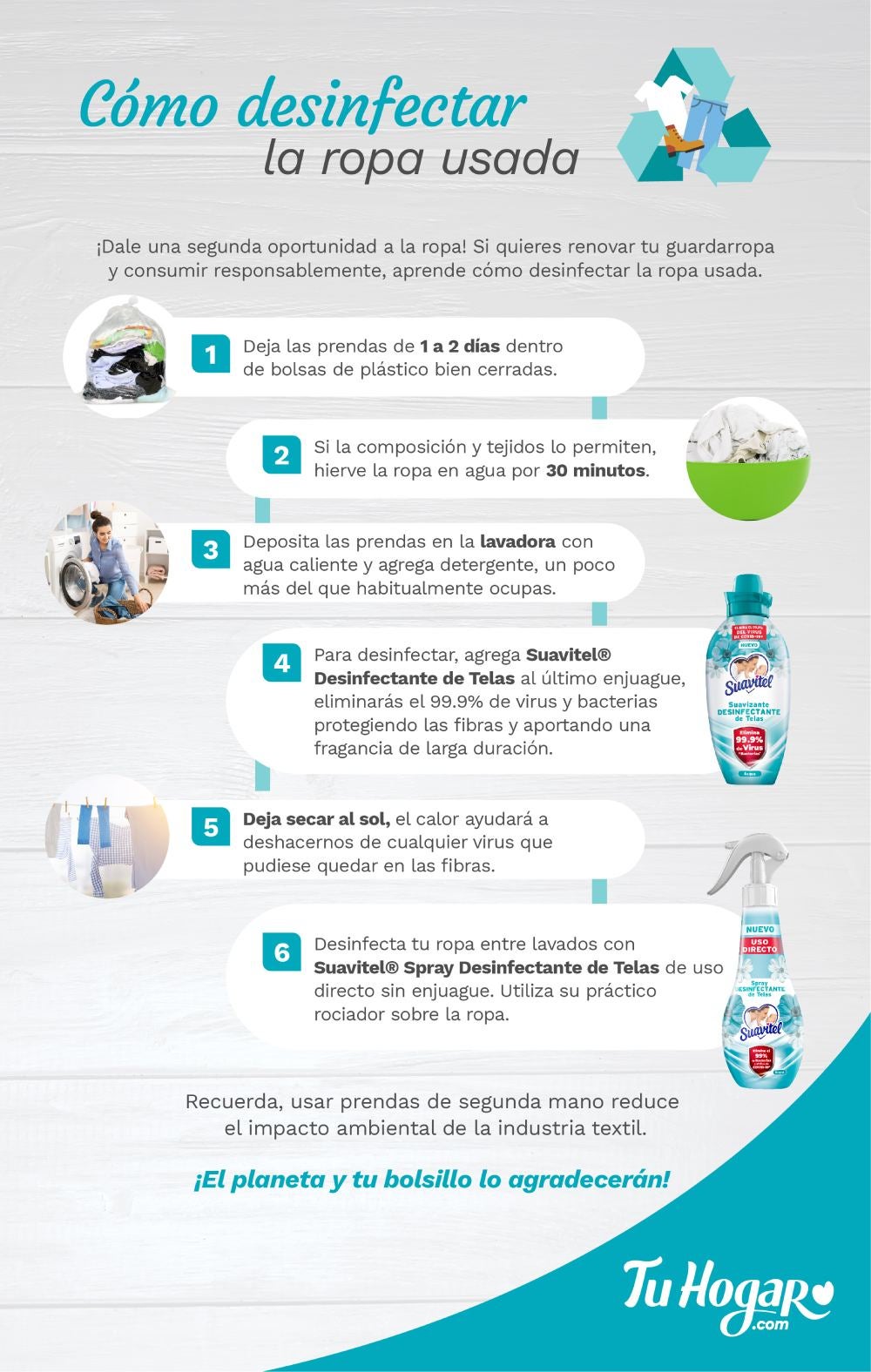 ¡Dale una segunda oportunidad a la ropa! Si quieres renovar tu guardarropa y consumir responsablemente, aprende cómo desinfectar la ropa usada 