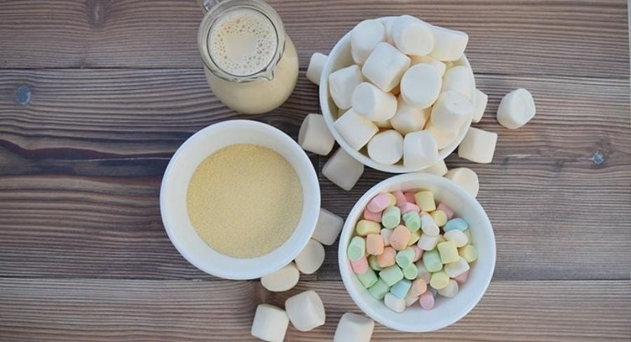 Ingredientes para hacer gelatina con malvaviscos