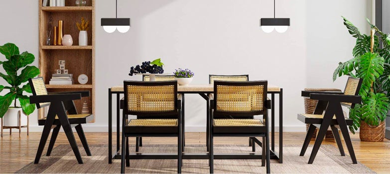 Comedor con decoración al estilo japandi