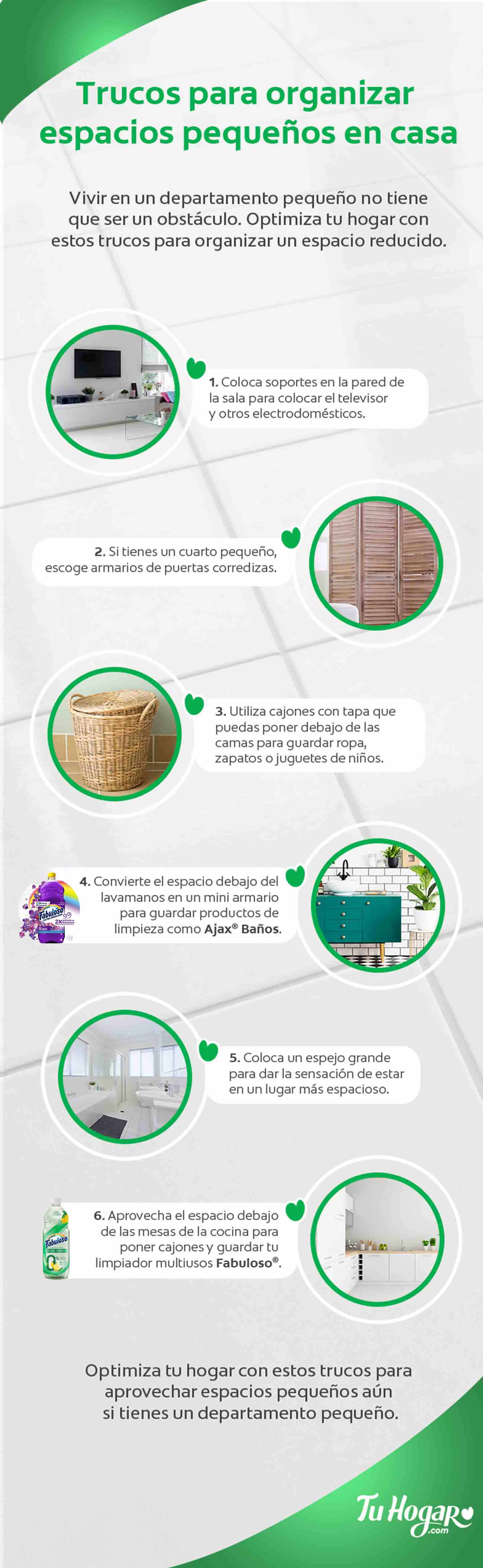 infografía como organizar espacios pequeños en casa